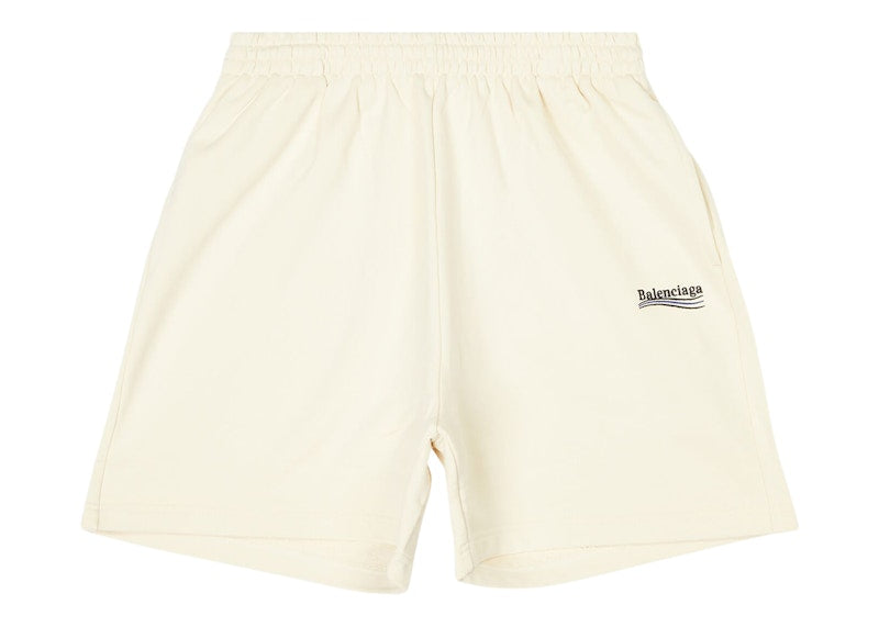 Balenciaga Political Campaign Large Fit Sweat Shorts Light Beige/Black/Blue