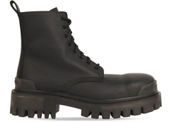 Balenciaga Strike 20Mm Boots Black Rubber Effect Calfskin Womens