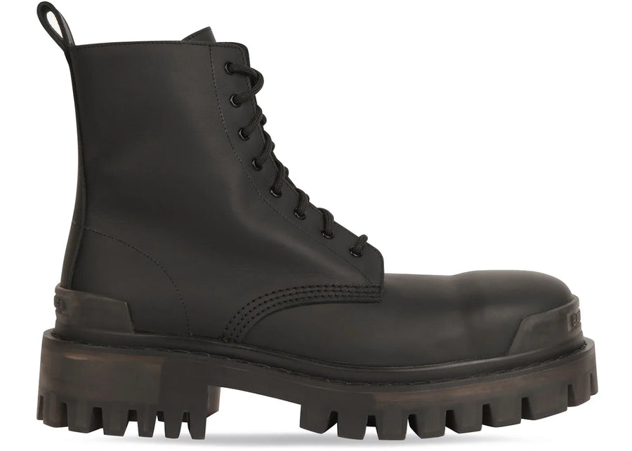 Balenciaga Strike 20Mm Boots Black Rubber Effect Calfskin Womens