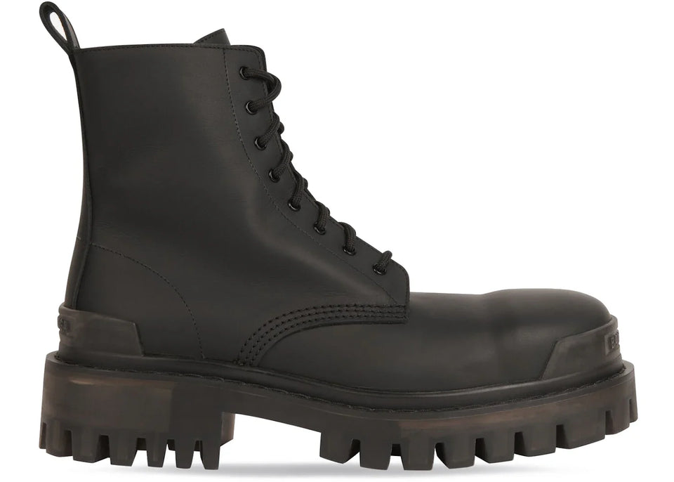 Balenciaga Strike 20Mm Boots Black Rubber Effect Calfskin Womens