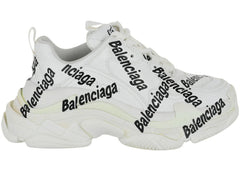Balenciaga Triple S Allover Logo White Black Womens