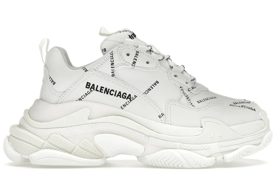 Balenciaga Triple S Allover Logo White Womens