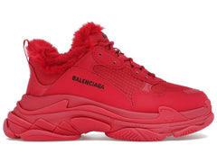 Balenciaga Triple S Faux Fur Burgundy