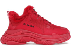 Balenciaga Triple S Faux Fur Burgundy