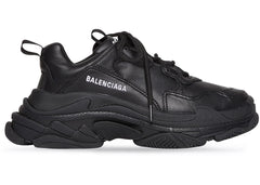 Balenciaga Triple S Synthetic Leather Triple Black Womens
