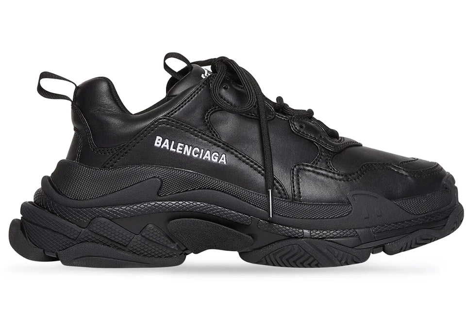 Balenciaga Triple S Synthetic Leather Triple Black Womens