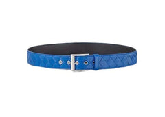 Bottega Veneta Intrecciato Weave Belt Blue Silver