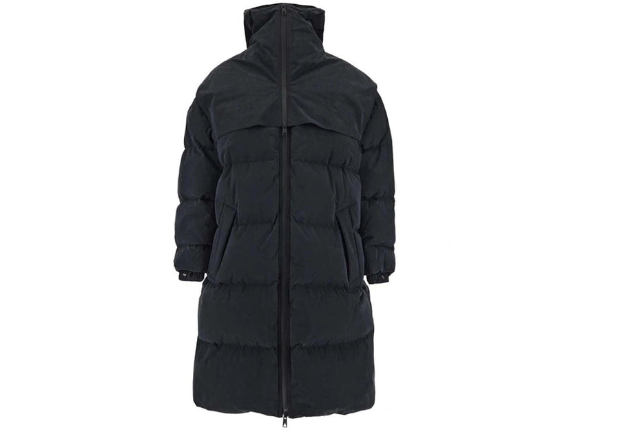 Bottega Veneta Long Fronted Popeline Puffer Jacket Black