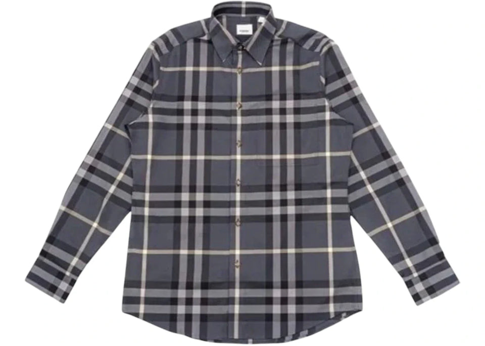 Burberry Check Cotton Shirt Grey