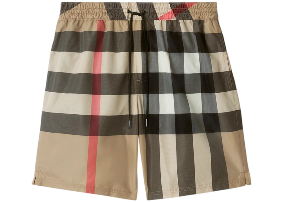 Burberry Check Drawcord Swim Shorts Archive Beige