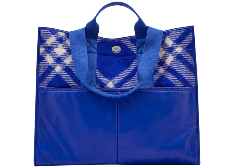 Burberry Check-Pattern Shopper Tote Bag Blue