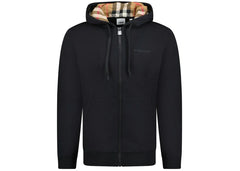 Burberry Hove Check Embroidery Logo Zip Hoodie Black