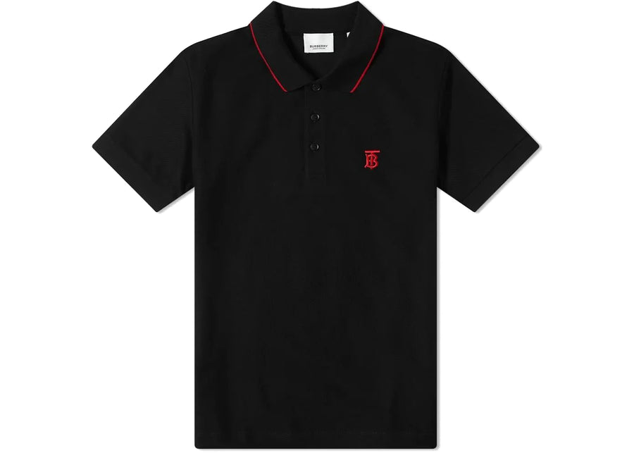Burberry Logo Embroidered Polo Black