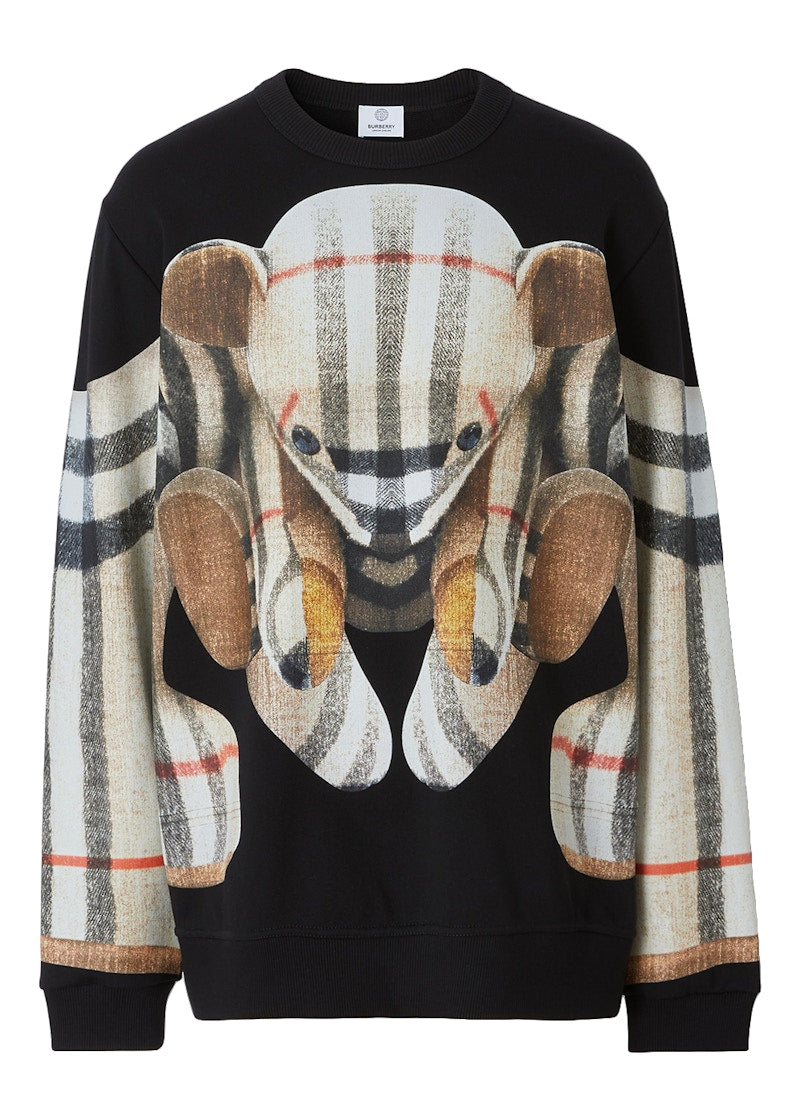 Burberry Thomas Bear Print Cotton Oversized Sweatshirt Black/Archive Beige