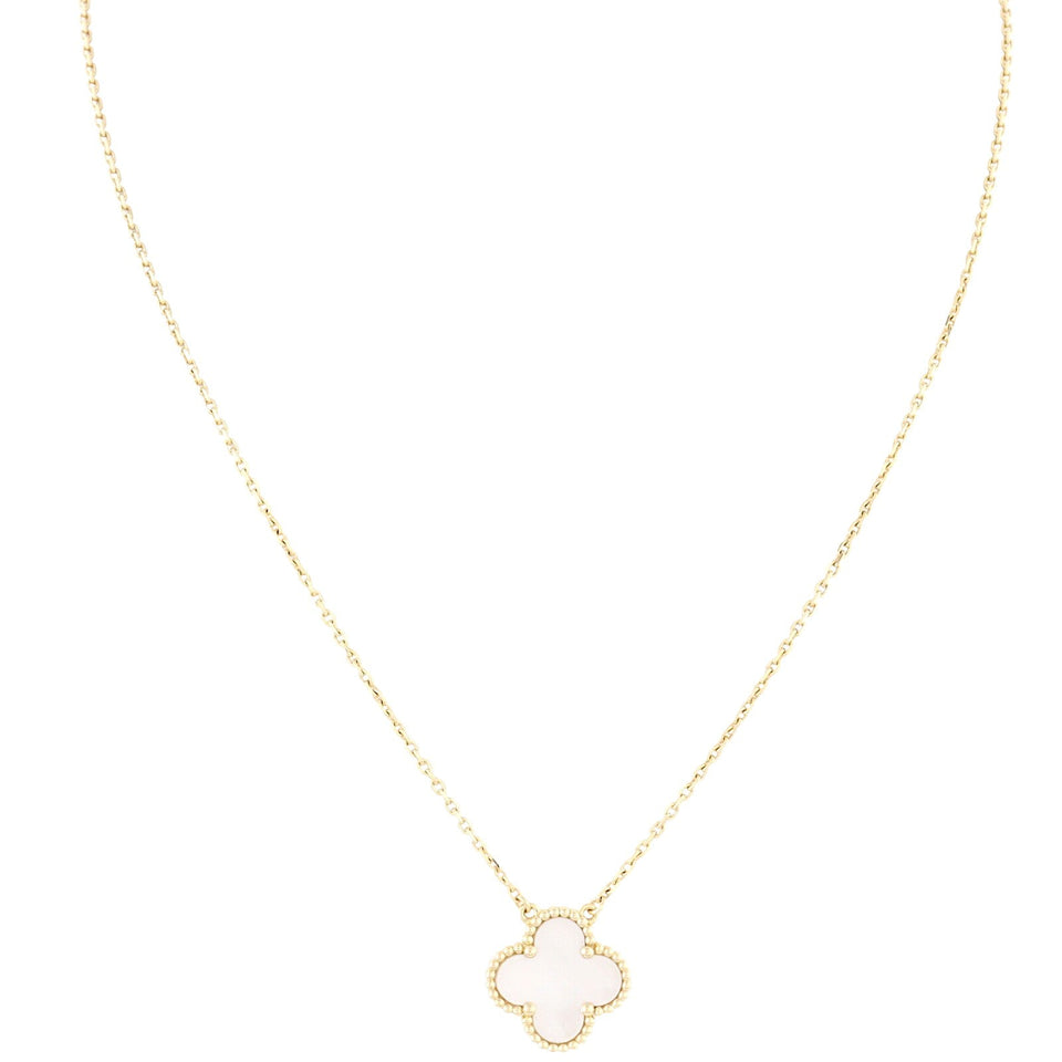 Van Cleef & Arpels Vintage Alhambra Mother of Pearl 18k Yellow Gold Necklace