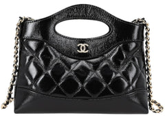 Chanel 31 Nano Gold CC Logo Chain Bag Black