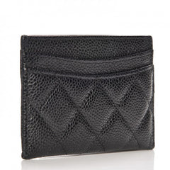 Chanel Classic Card Holder Quilted Caviar Gold-tone Black