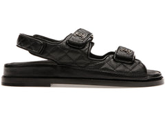 Chanel Quilted Dad Sandal Black Leather