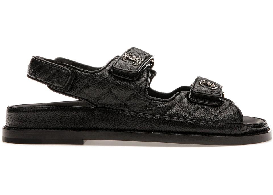 Chanel Quilted Dad Sandal Black Leather