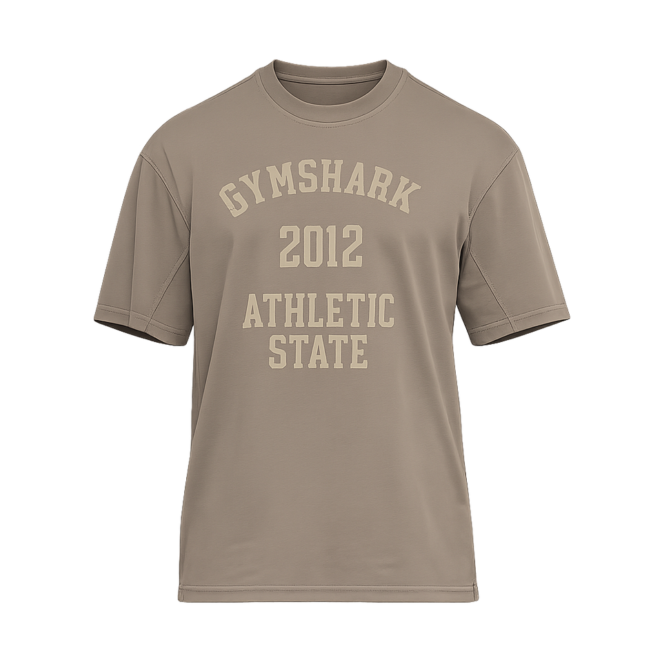 Gymshark Collegiate Washed T-Shirt oversized fit Soft Brown