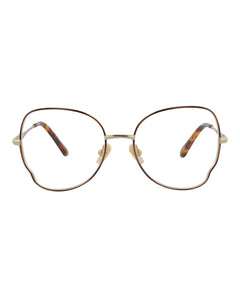 Chloe Round-Frame Metal Optical Frames Havana Gold Transparent (CH0098O-30012434-004)