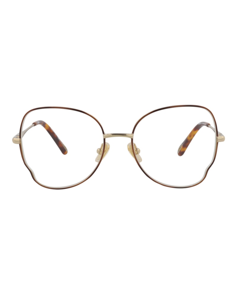 Chloe Round-Frame Metal Optical Frames Havana Gold Transparent (CH0098O-30012434-004)