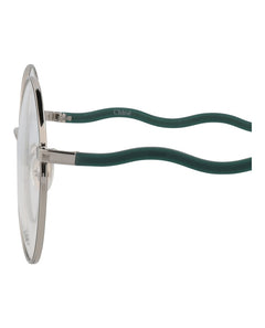 Chloe Round-Frame Metal Optical Frames Silver Green Transparent (CH0057O-30011445-004)