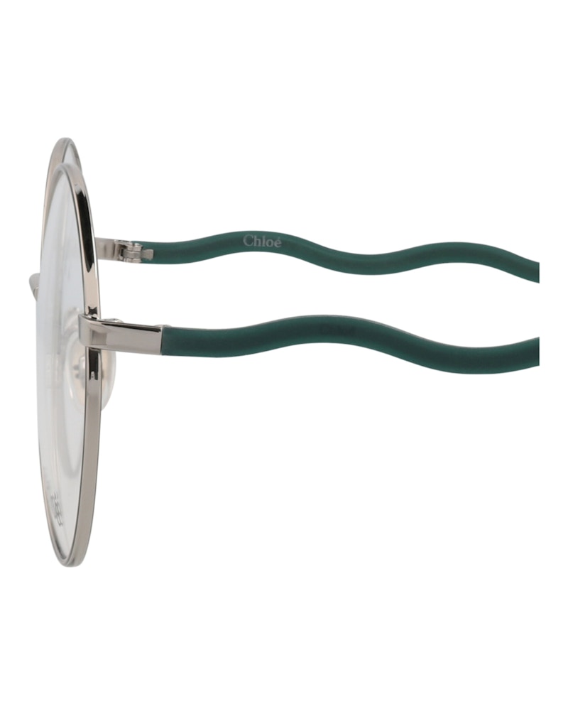 Chloe Round-Frame Metal Optical Frames Silver Green Transparent (CH0057O-30011445-004)