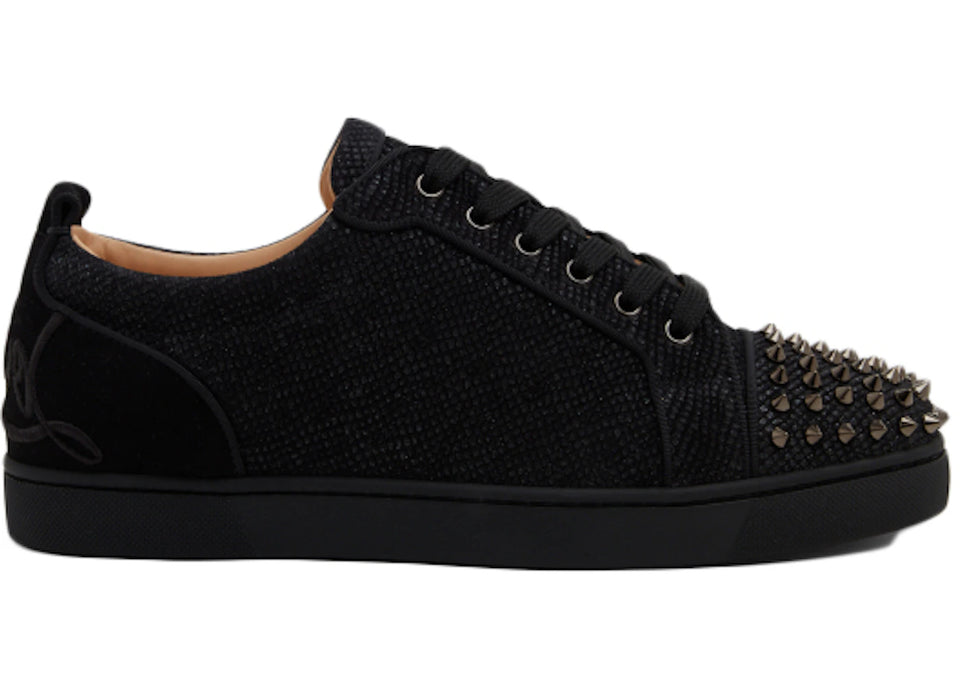 Christian Louboutin Fun Louis Junior Spikes Flat Black Velvet