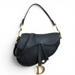 Christian Dior Saddle Bag Black Grained Calfskin