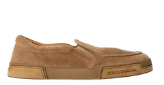 DOLCE AND GABBANA Men's DG Suede Hybrid Slip On Trainers 'Light Brown'