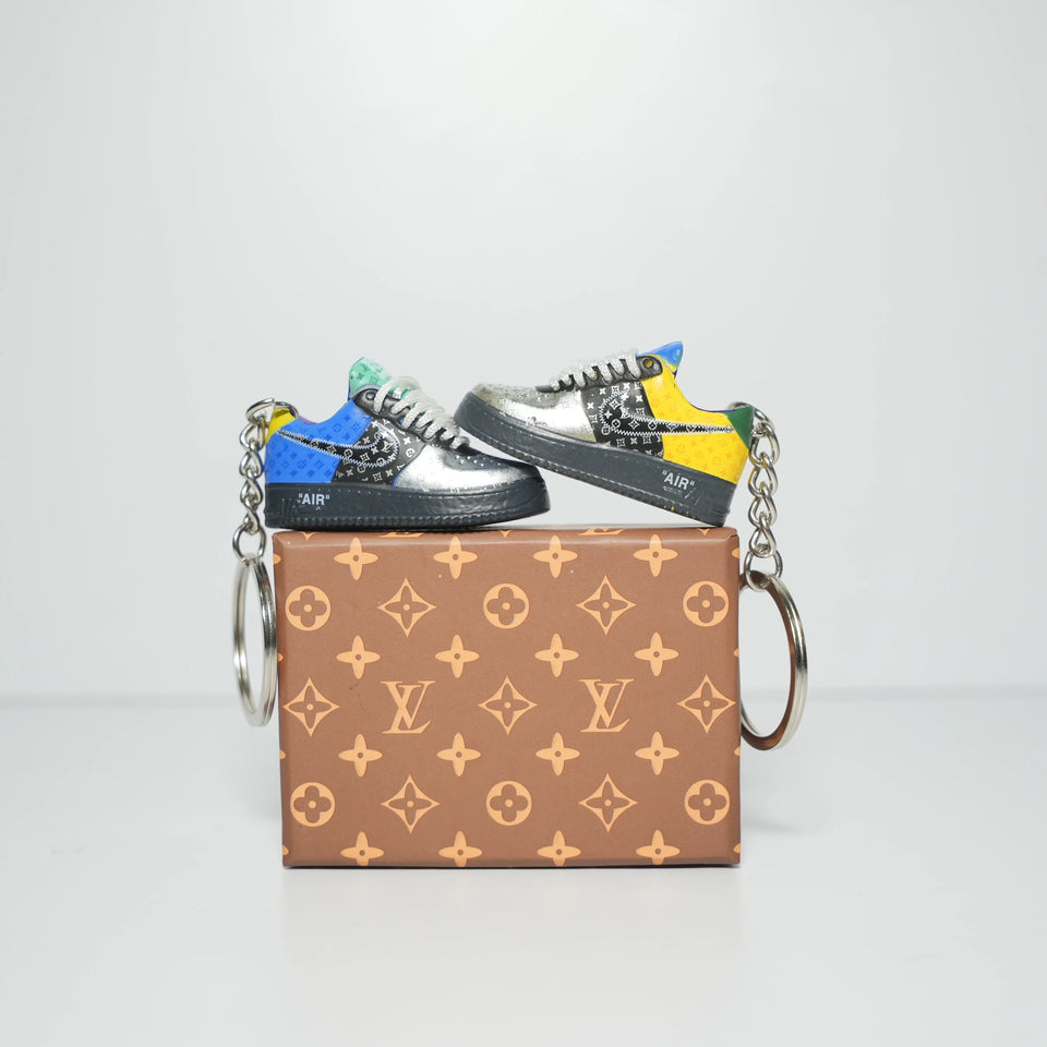 3D Sneaker Keychain With Box - AF1 x LV Chrome Toe