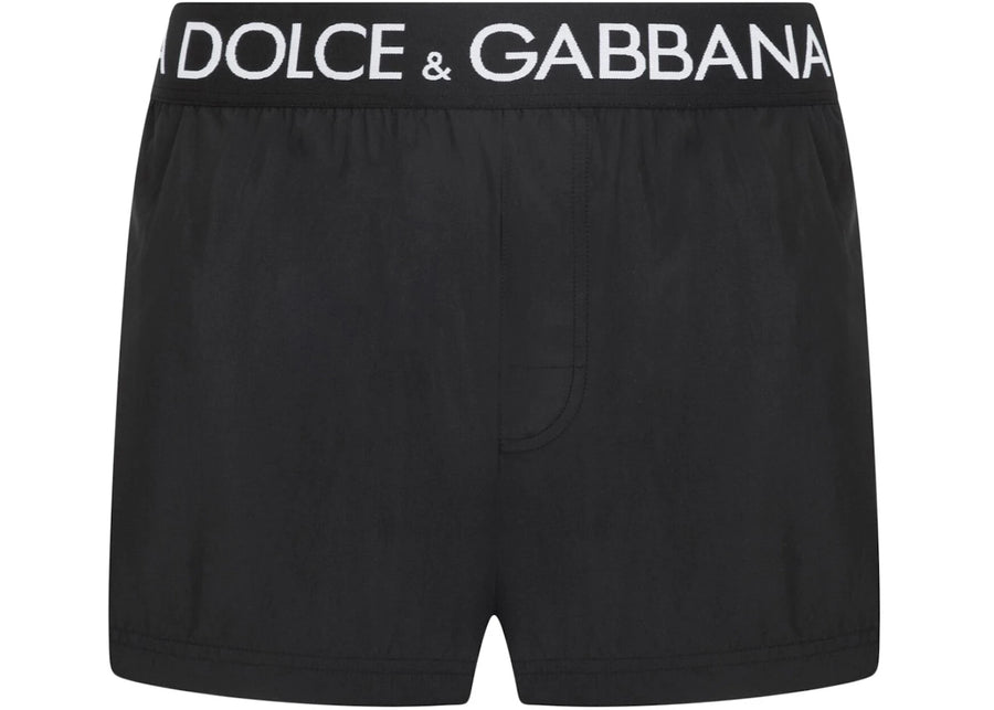 Dolce & Gabbana Logo Band Swim Shorts Black/White