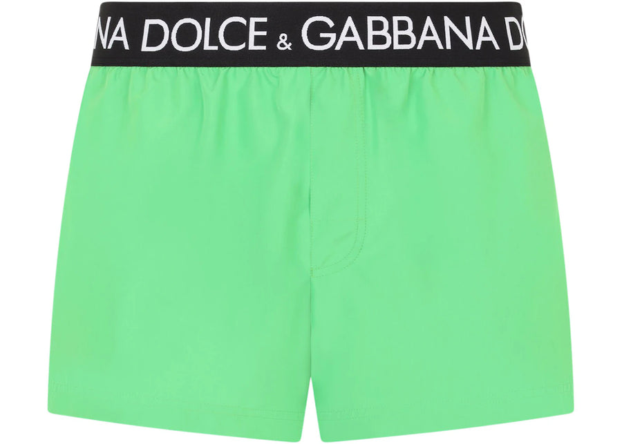 Dolce & Gabbana Logo Band Swim Shorts Green/Black/White