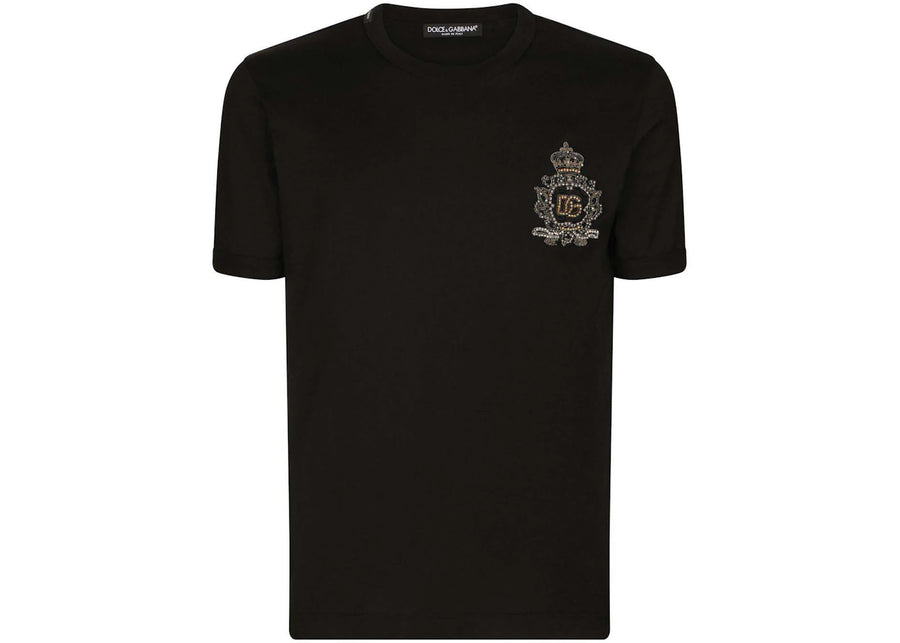Dolce & Gabbana Logo-Patch Cotton T-Shirt Black