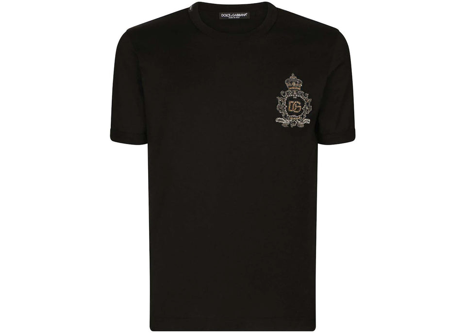 Dolce & Gabbana Logo-Patch Cotton T-Shirt Black