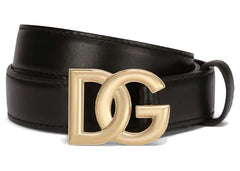 Dolce & Gabbana Logo Plaque Buckle Fastening Belt Black