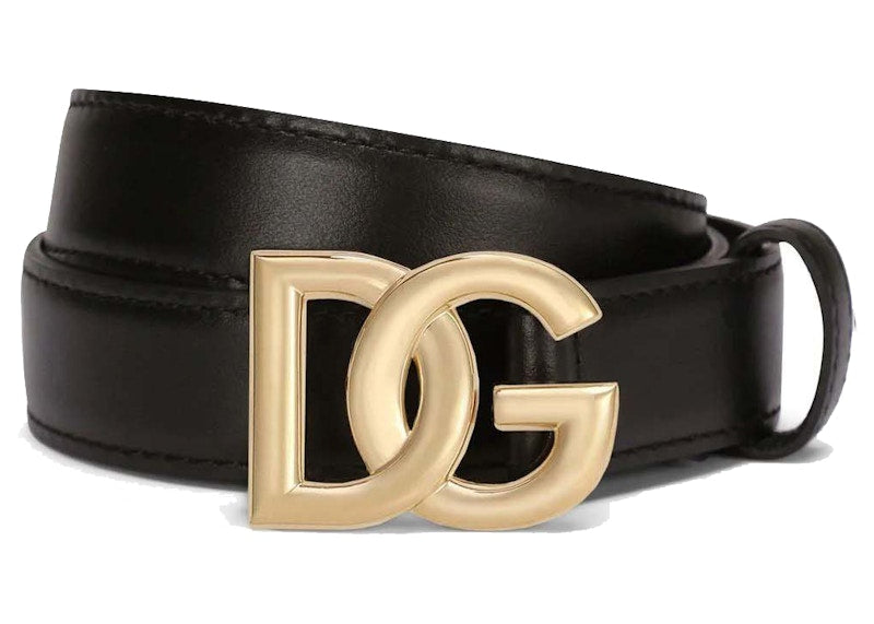 Dolce & Gabbana Logo Plaque Buckle Fastening Belt Black