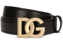Dolce & Gabbana Logo Plaque Buckle Fastening Belt Black