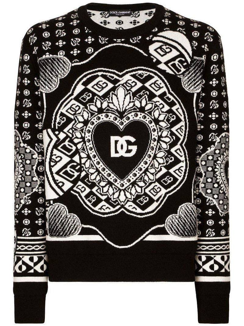 Dolce & Gabbana Logo-Print Jumper Black/White