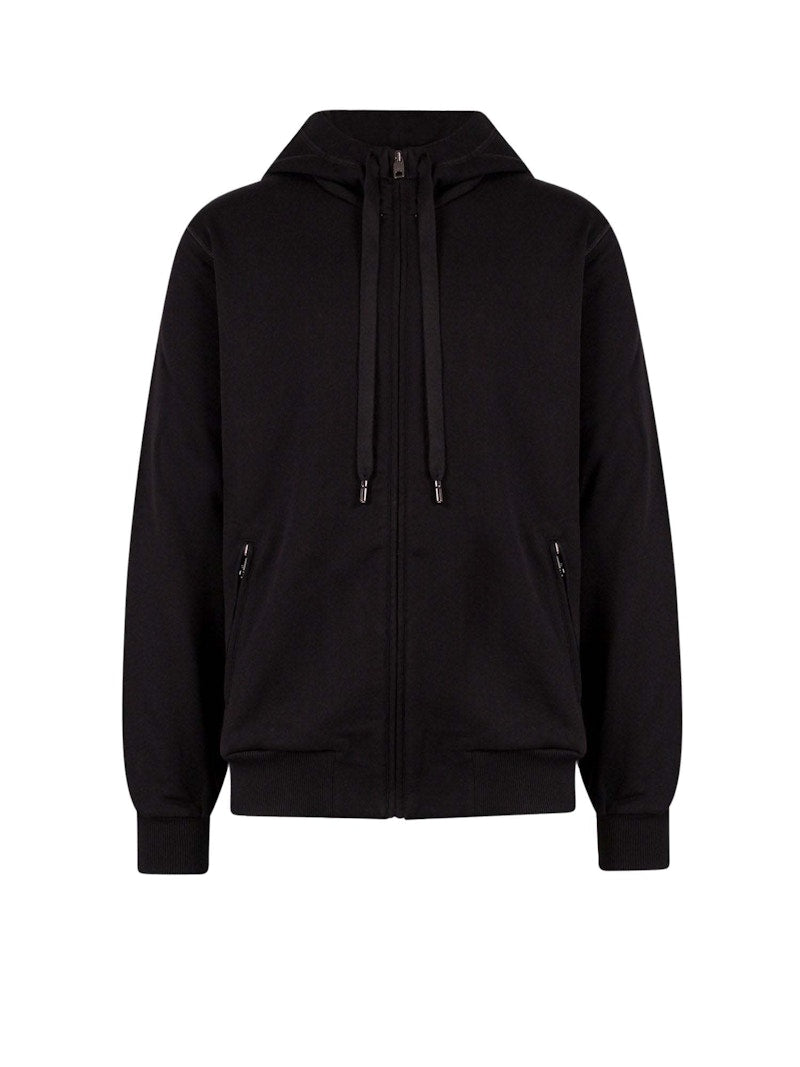Dolce & Gabbana Man Cotton Stretch Frontal Logo Patch Sweatshirt Black
