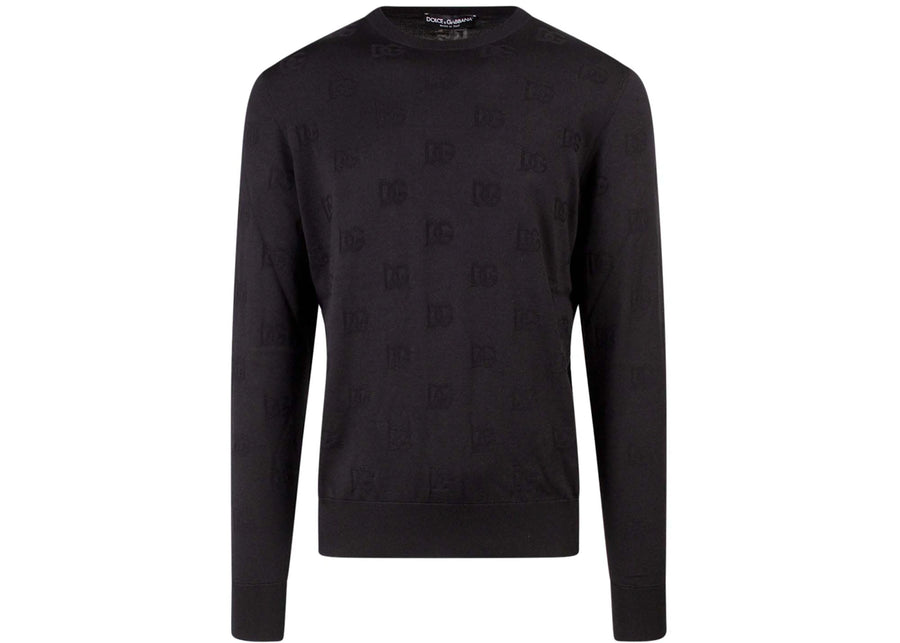 Dolce & Gabbana Man Silk All-Over Logo Sweater Black