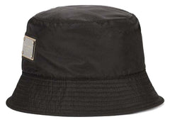 Dolce & Gabbana Nylon Branded Plate Bucket Hat Black