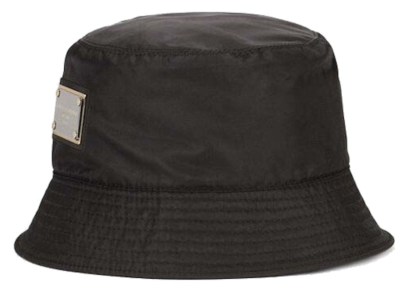 Dolce & Gabbana Nylon Branded Plate Bucket Hat Black