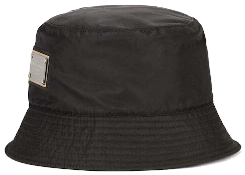 Dolce & Gabbana Nylon Branded Plate Bucket Hat Black