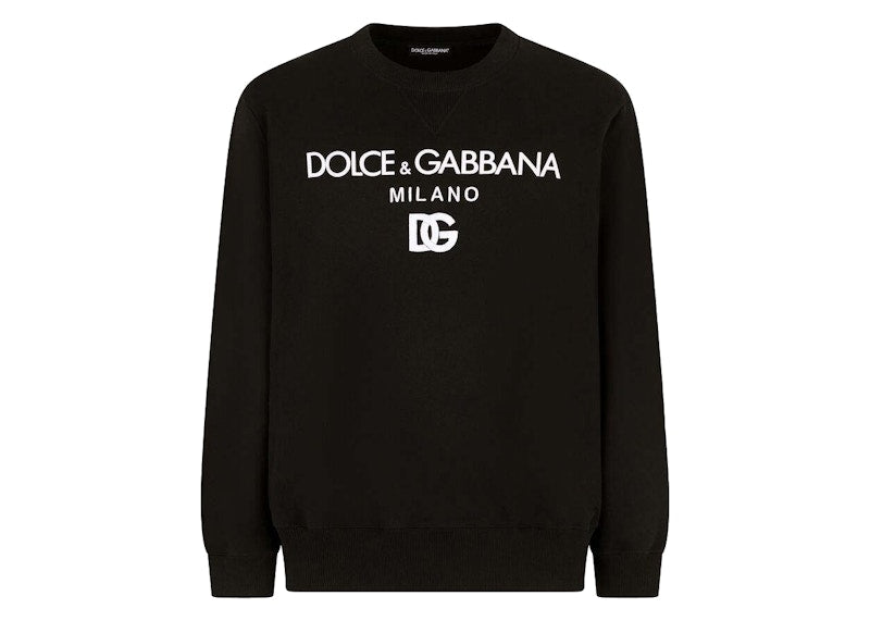 Dolce & Gabbana Printed Jersey DG Embroidery Sweatshirt Black