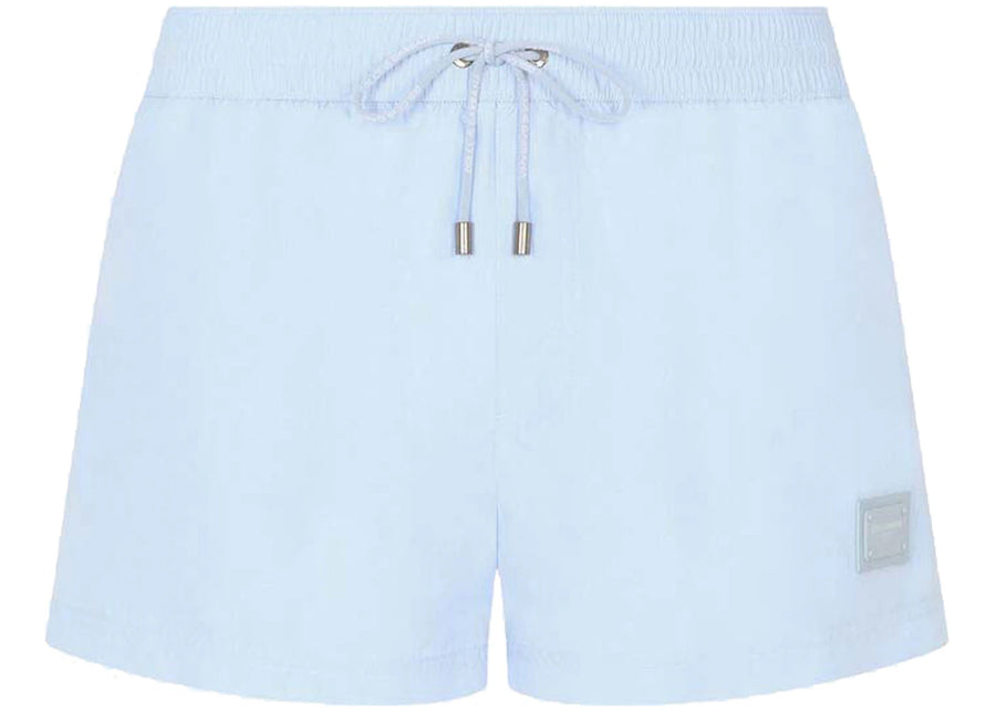 Dolce & Gabbana Shorts Branded Plate Swim Trunks Azure