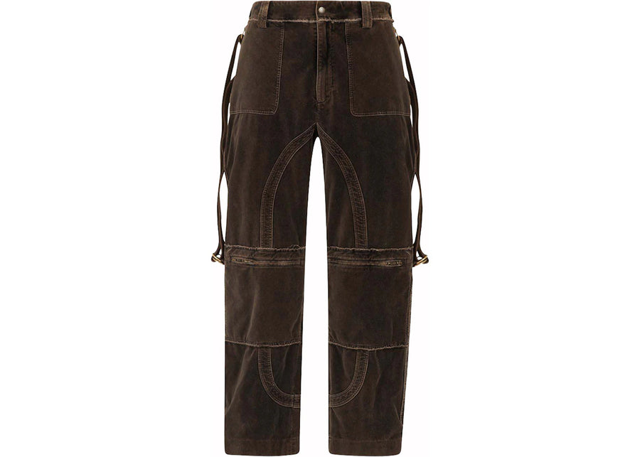 Dolce & Gabbana Velvet Cargo Trousers Brown