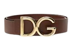 Dolce & Gabbana Logo Plaque Buckle Fastening Belt Brown/Gold-tone