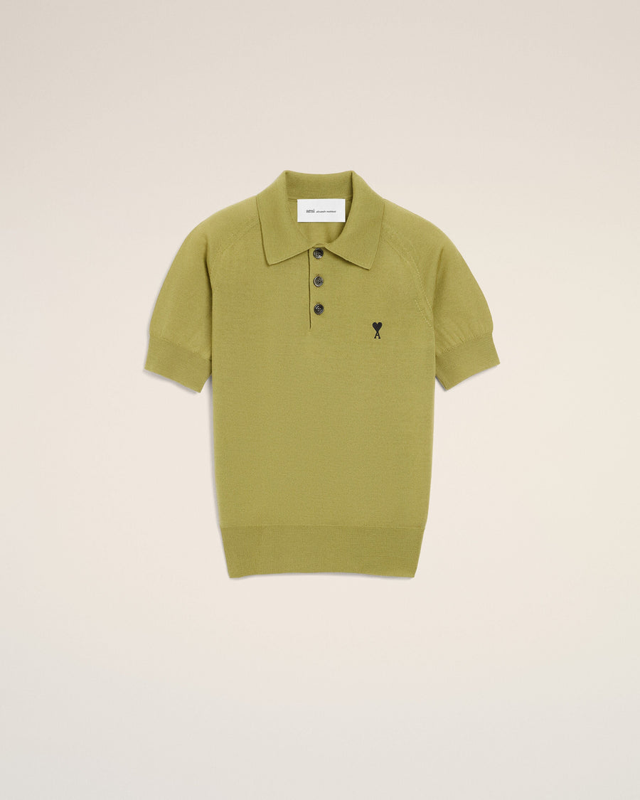 Green Wool Short Sleeves Ami De Coeur Polo Women's